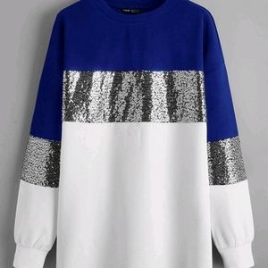 Contrast sequin panel sweatshirt
